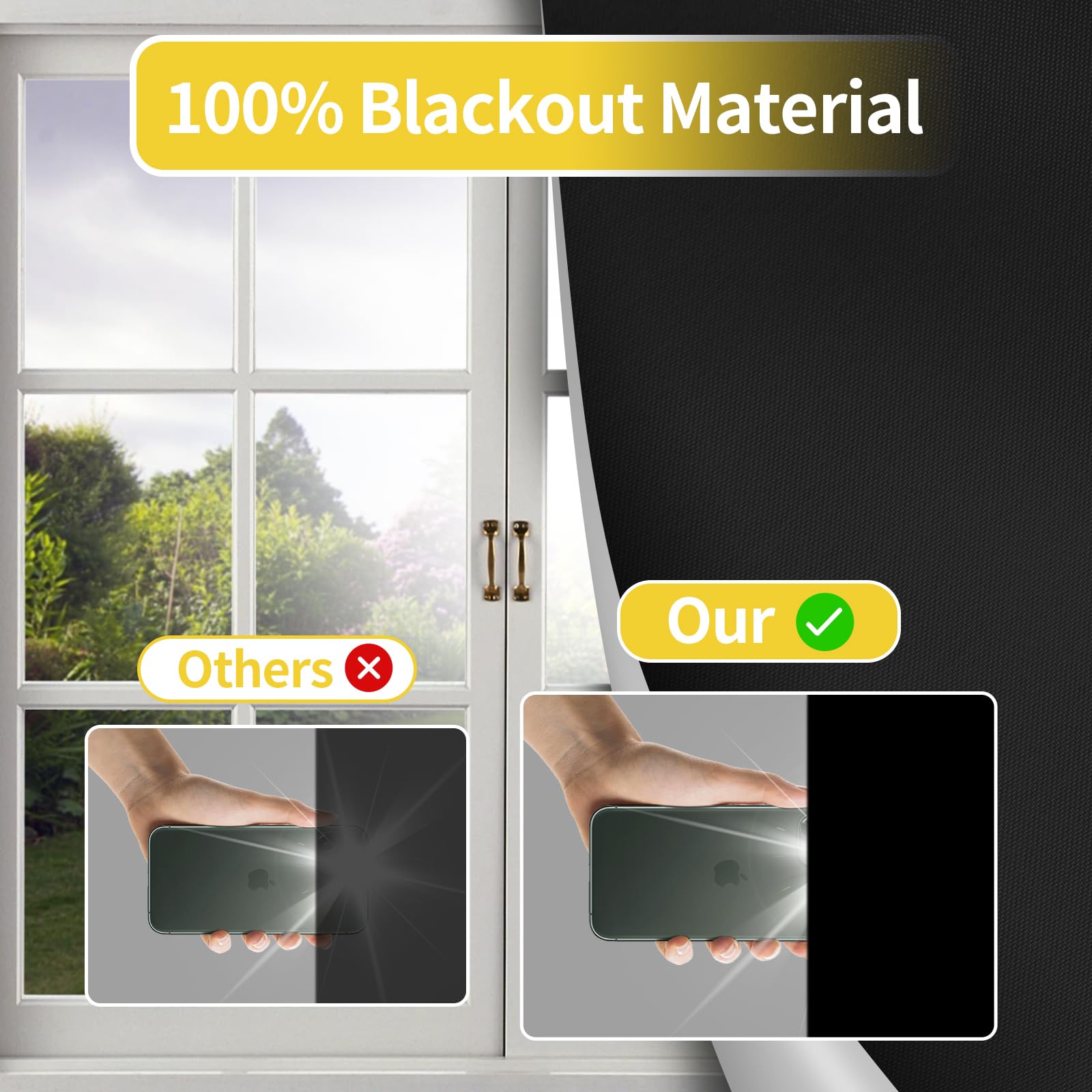 Portable Blackout Curtains, 157"x57" Blackout Shades for Windows 100% Black Out Temporary Blackout Blinds for Bedroom Baby Nursery Window Travel Dorm Room