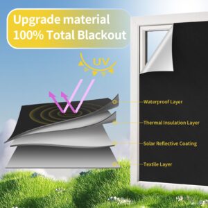 Portable Blackout Curtains, 157"x57" Blackout Shades for Windows 100% Black Out Temporary Blackout Blinds for Bedroom Baby Nursery Window Travel Dorm Room