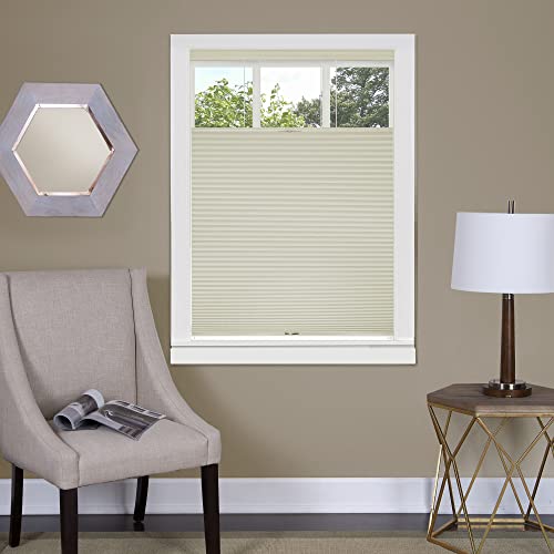 Cordless Cellular Pleated Window Shades - 29 Inch Width, 64 Inch Length - Alabaster - Light Filtering Top-Down Honeycomb Pull Down Blinds for Windows and Skylights by Achim Home Decor