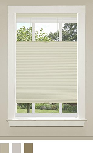 Cordless Cellular Pleated Window Shades - 29 Inch Width, 64 Inch Length - Alabaster - Light Filtering Top-Down Honeycomb Pull Down Blinds for Windows and Skylights by Achim Home Decor