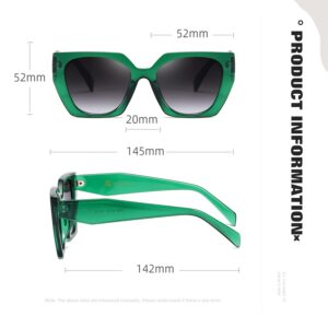 TIANYESY Retro Sunglasses Women and Men Square Trendy Show shades fashion vogue UV Protection sun glasses sunshade (Green/Gradient Grey)