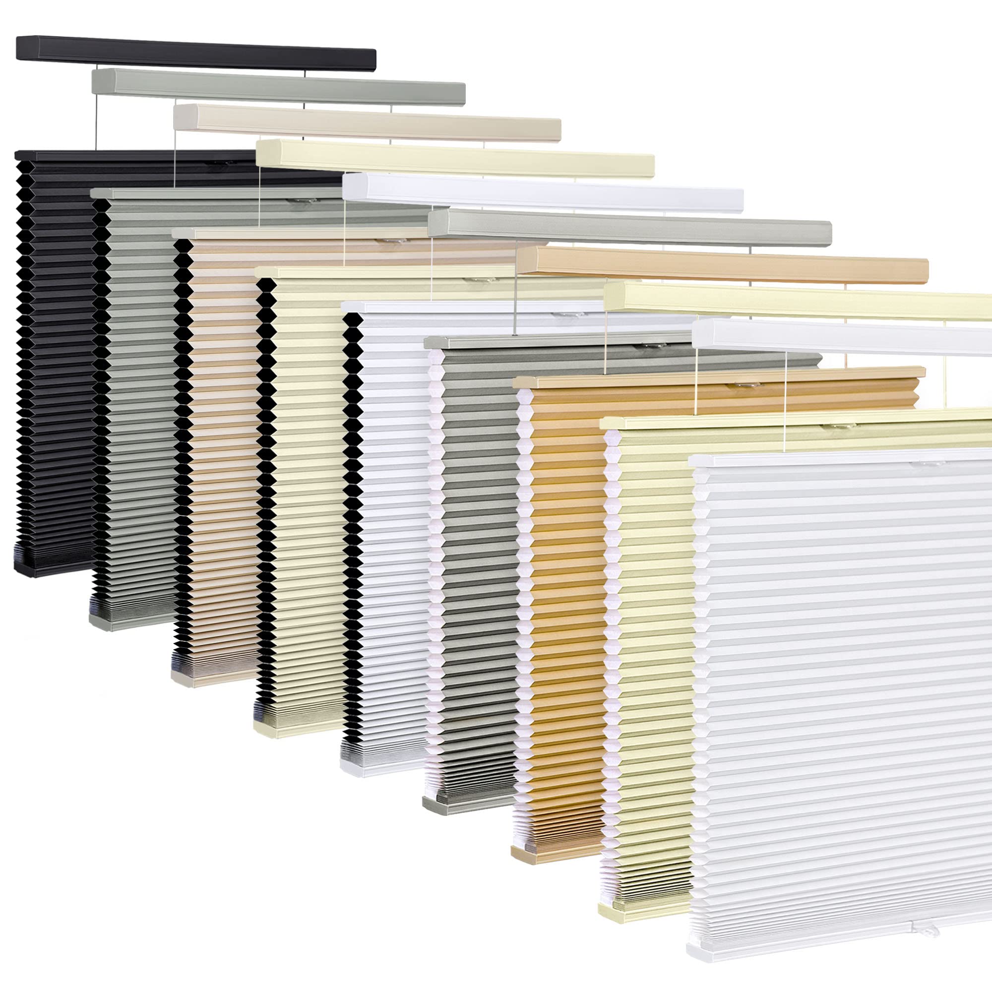 LazBlinds Top Down Bottom Up (TDBU) Cordless Cellular Shades, Blackout Light Blocking Honeycomb Shades Pleated Polyester Blinds for Window Size 35" W x 64" H, Grey