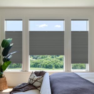 LazBlinds Top Down Bottom Up (TDBU) Cordless Cellular Shades, Blackout Light Blocking Honeycomb Shades Pleated Polyester Blinds for Window Size 35" W x 64" H, Grey