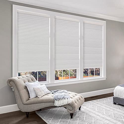 MaKefeile Blackout Cordless Cellular Shades 44" W x 64" H Honeycomb Pleated Shade Insulation Room Darkening Blinds for Home Bedroom Living Room Windows Easy to Install White