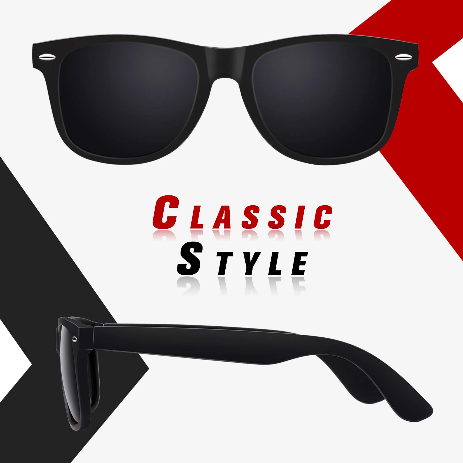 Sunier Sunglasses Men Women Polarized Blenders Eyewear 80's Retro Classic Square Frame Shades SR003