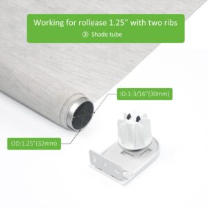 Rollerhouses Roller Shade Brackets with Mechanism Roller Shade Clutch+Skyline Mounting Brackets + End Plug for 1 1/4" Tube, White