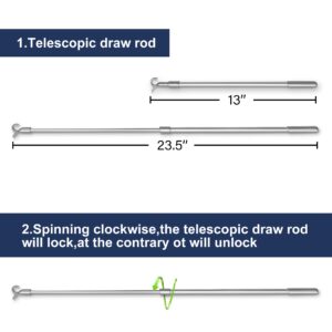 Draw Rod for Cordless Zebra Blinds, Honeycomb Blinds, Spring Roller Shades, Premium Quality Easy to Pull The Shades Down and Up Telescopic 13in to 24in.