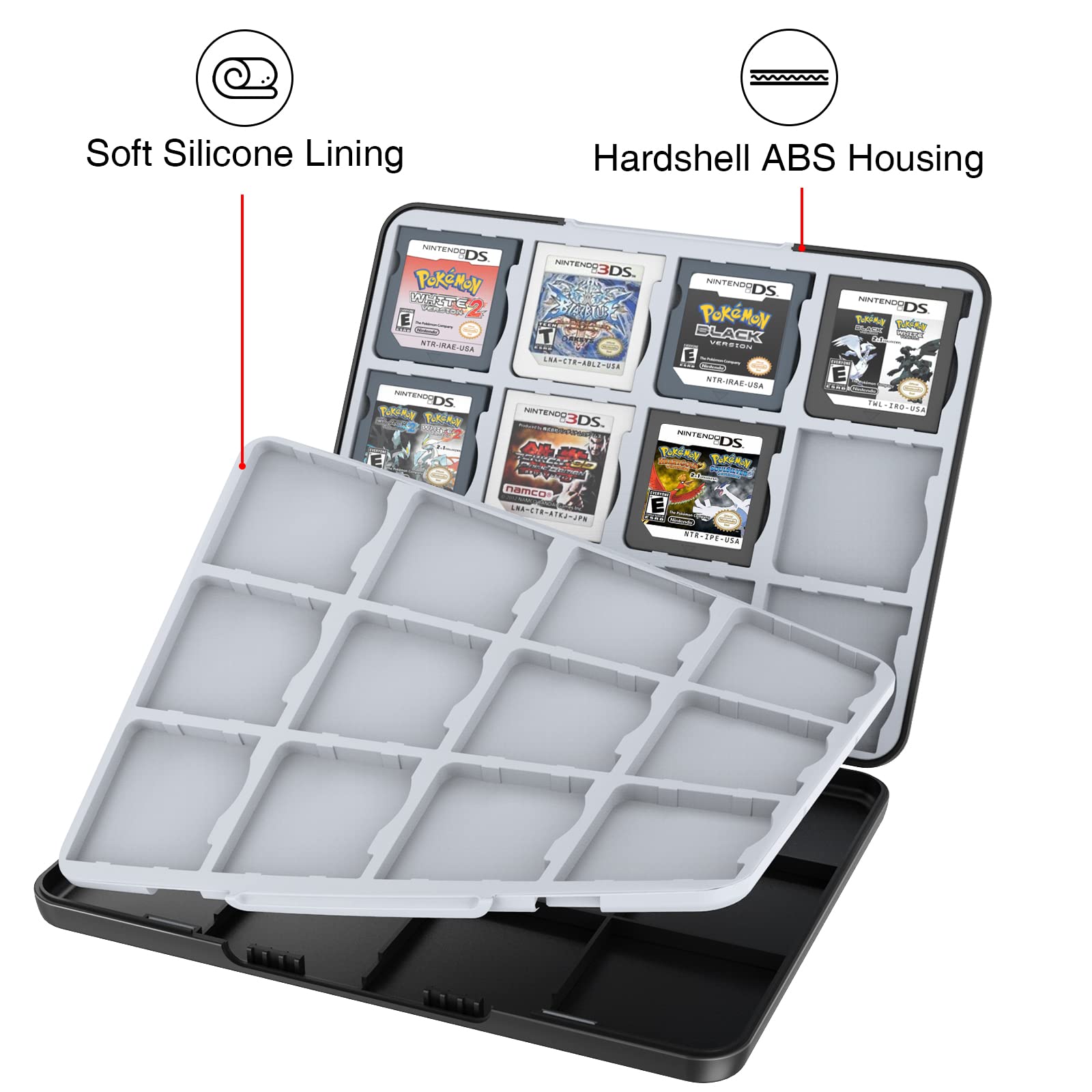 HEIYING Card Case for Nintendo 3DS 3DSXL 2DS 2DSXL DS DSi,Portable 3DS 2DS DS Game Cartridge Holder Storage with 24 Game Card Slots.