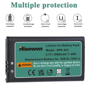 Hisewen 3DS XL Battery, SPR-003 Replacement Lithium-ion Battery 2000mAh Compatible with Nintendo 3DS XL, New 3DS XL, 3DS LL Console with Tool 【Not for New 3DS】