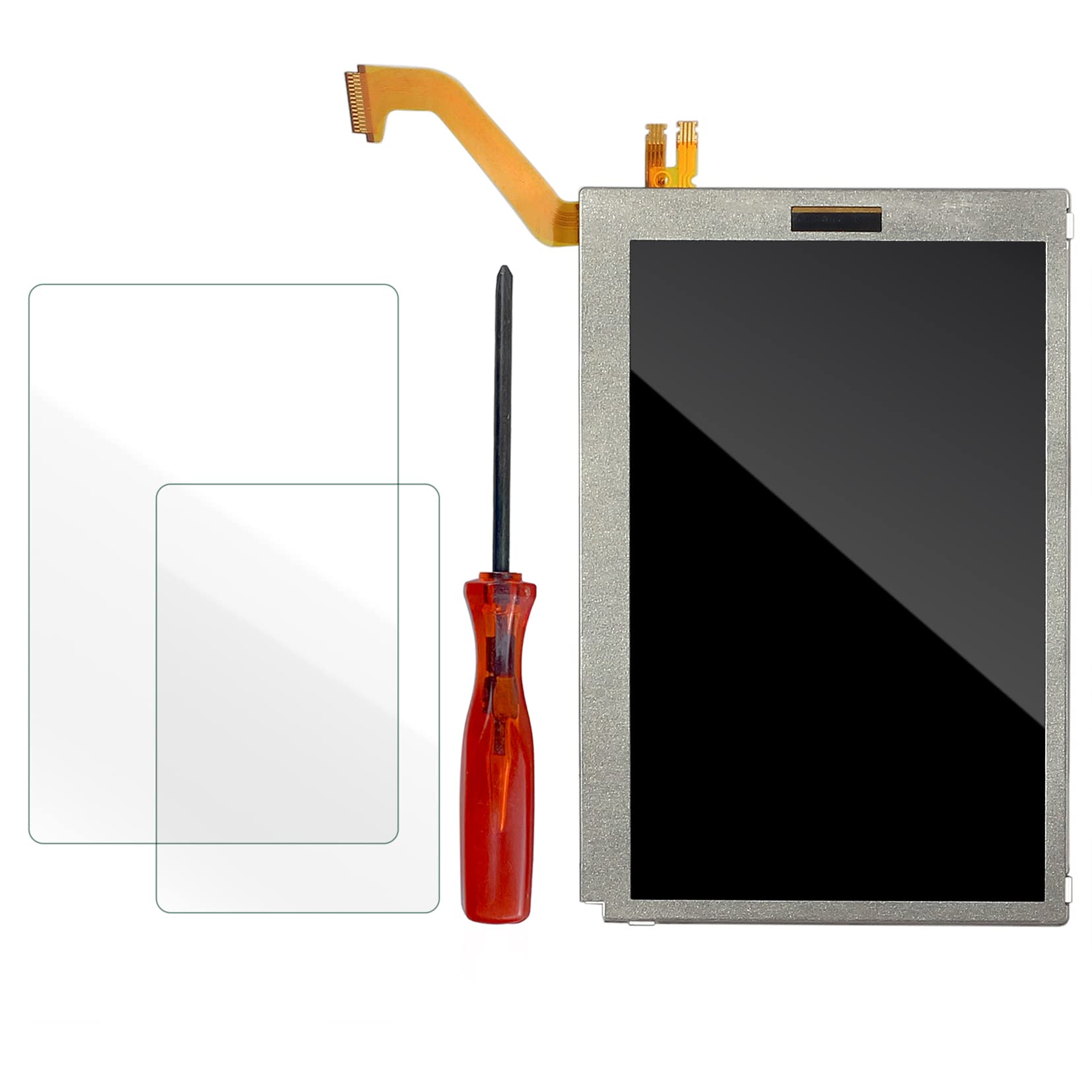 Gorliskl Replacement Top Upper LCD Screen Display for Nintendo 3DS (Top/Upper)，With screen protector.