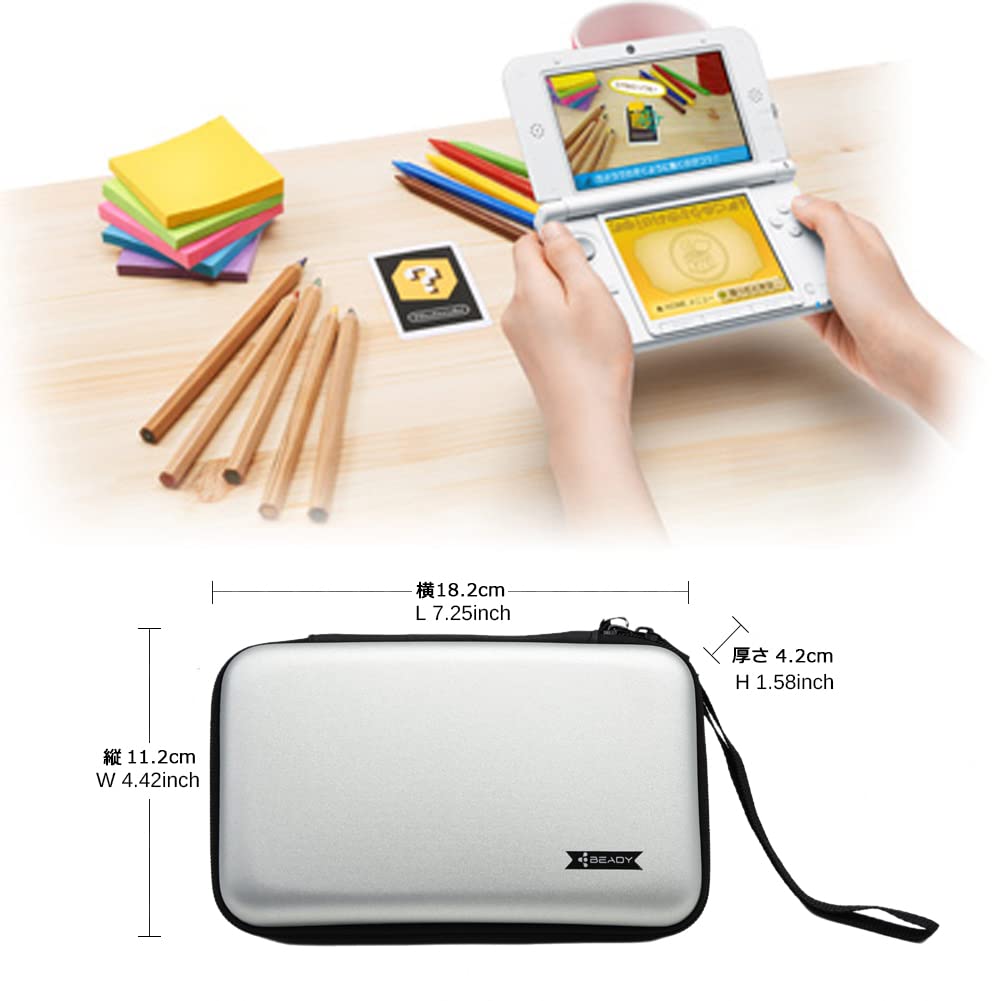 BEADY Carrying Case for Nintendo NEW3DS XL, NEW3DS LL, 3DS XL, 3DS LL Storage case Console Storage case Silver Gray