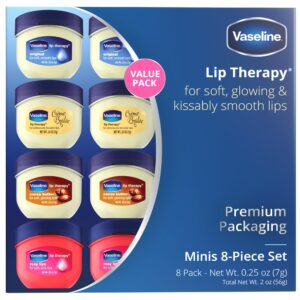 Vaseline Lip Therapy Rosy Lips, Cocoa Butter, Creme Brulee, Original - Vaseline Lip Balm, Tinted and Clear Lip Gloss Set, 2 of Each, 0.25 Oz Ea (8 Piece Set)