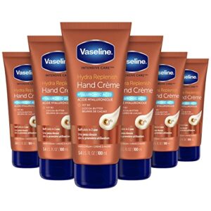 Vaseline Intensive Care Hand Crème Moisturizer for Dry Hands Hydra Replenish Made with hyaluronic acid, vitamin B3, and cocoa butter 3.4 oz 6 Count