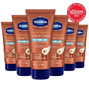 Vaseline Intensive Care Hand Crème Moisturizer for Dry Hands Hydra Replenish Made with hyaluronic acid, vitamin B3, and cocoa butter 3.4 oz 6 Count