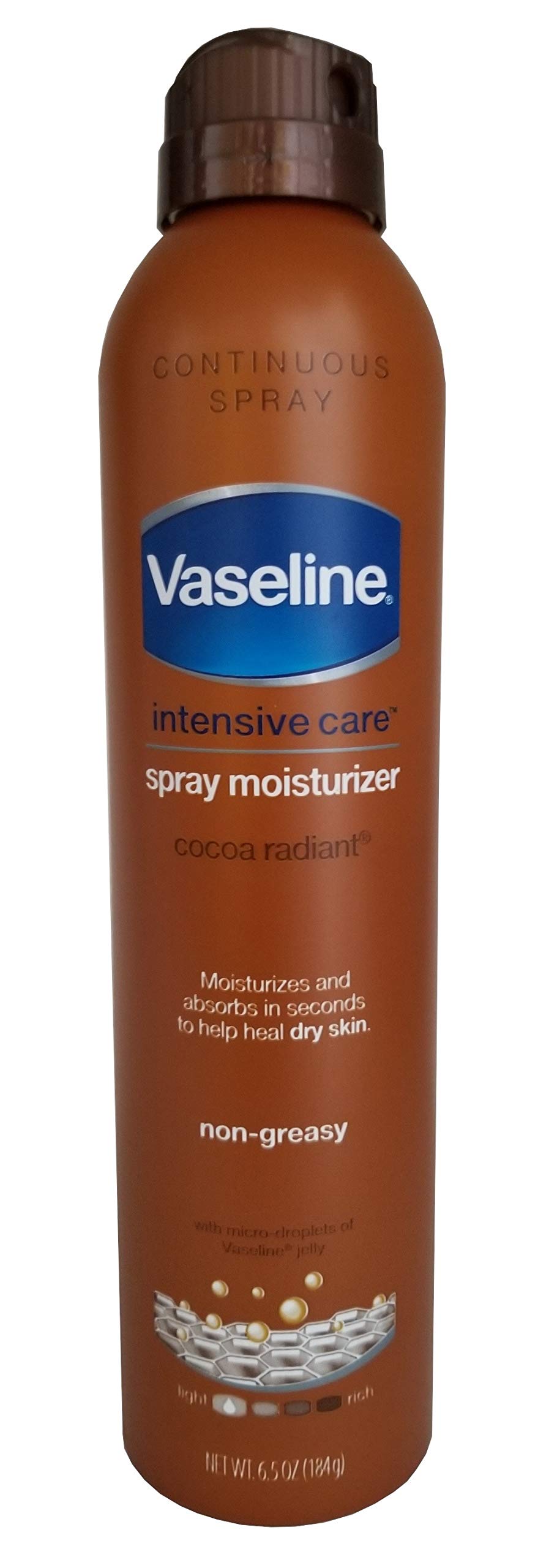 Vaseline Intensive Care Spray Moisturizer For Dry Skin Cocoa Radiant Made With 100% Pure Cocoa Butter 6.5oz (Pack of 6)