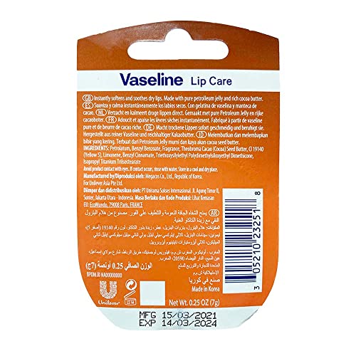 Vaseline Lip Therapy Lip Balm Mini, Cocoa Butter, 0.25 oz