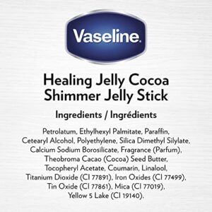 Vaseline Rich Moisturizing Healing Jelly Cocoa Butter, 13 oz Bundled with Cocoa Shimmer Stick, 1.4 oz. Provides Radiant and Shimmering Moisturized Skin with Pleasant Scent