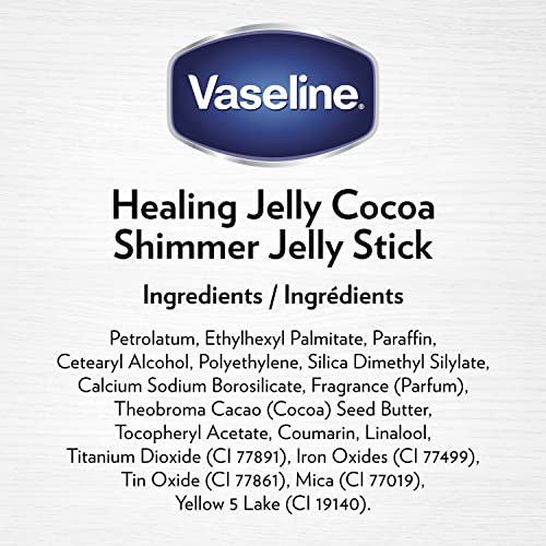 Vaseline Rich Moisturizing Healing Jelly Cocoa Butter, 13 oz Bundled with Cocoa Shimmer Stick, 1.4 oz. Provides Radiant and Shimmering Moisturized Skin with Pleasant Scent