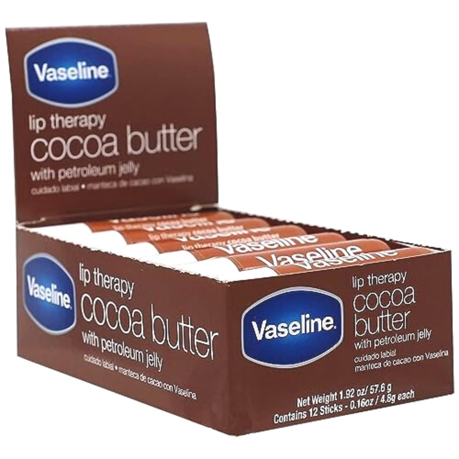 Vaseline Lip w/o Backer Card Cocoa - 12 Pack Box