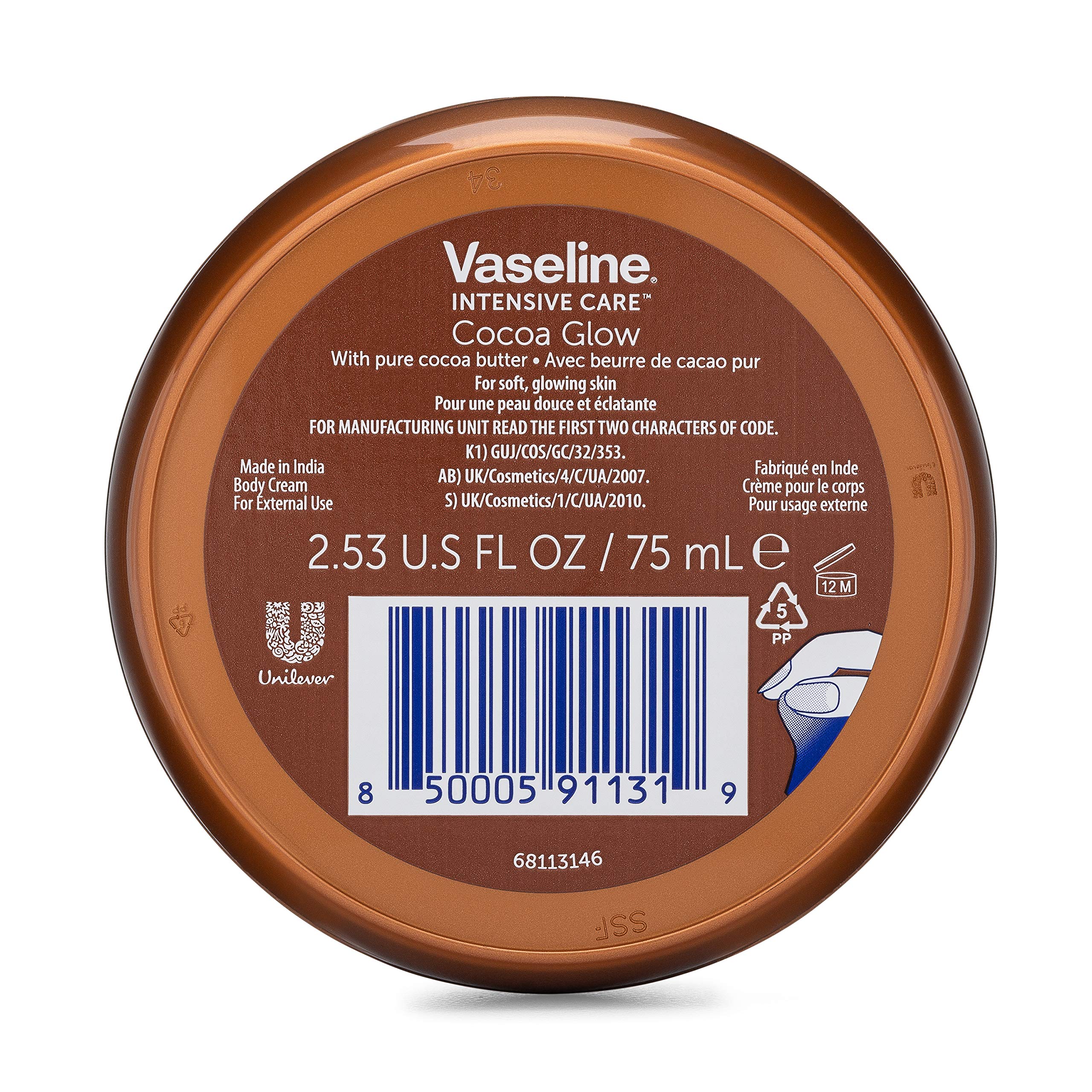 Vaseline Intensive Care Cocoa Glow Body Cream - 2.53 FL OZ