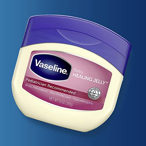 Vaseline, 100% Pure Petroleum Jelly Baby, Dermatologist Recommended, Hypoallergenic, Skin Protectant, Treat & Prevent Diaper Rash and Chafed Skin, Seals out Wetness, 2 pack -13 oz ea