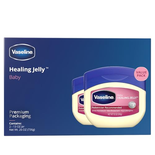 Vaseline, 100% Pure Petroleum Jelly Baby, Dermatologist Recommended, Hypoallergenic, Skin Protectant, Treat & Prevent Diaper Rash and Chafed Skin, Seals out Wetness, 2 pack -13 oz ea