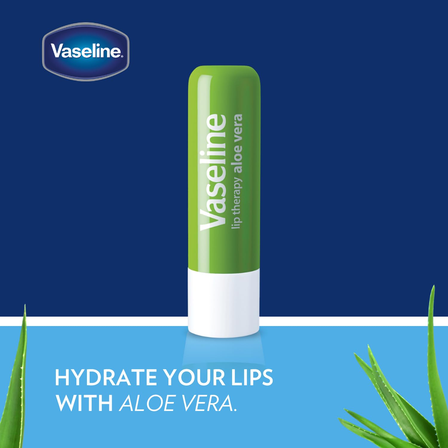 Vaseline Lip Therapy Variety 4-Pack – Original + Aloe Vera Moisturizing Lip Balm with Vitamin E, 0.16 Oz Ea