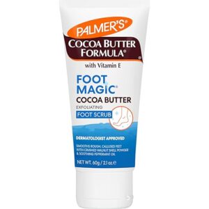 Palmer's Cocoa Butter Formula Foot Magic Exfoliating Foot Scrub with Vitamin E, Use With Foot Scrubber for Pedicure, For Dry, Cracked Feet, 2.1 Ounce