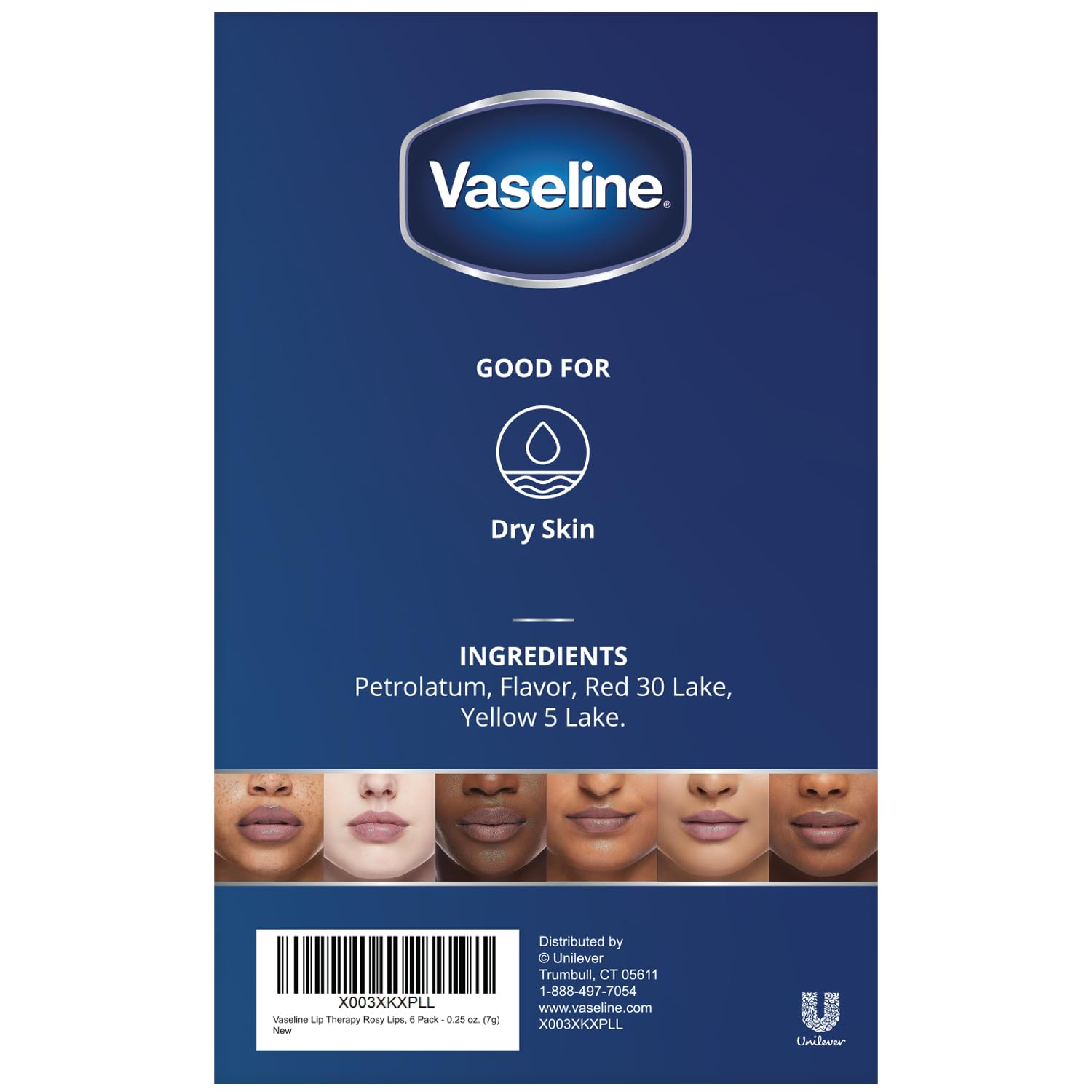 Vaseline Lip Therapy Rosy Lips Mini, Pure Petroleum Jelly, Advanced Moisture, Light Rose Fragrance, Sheer Pink Tint on Lips, Mini Vaseline Petroleum Jelly, Soft Vaseline Lips (Pack of 6-0.25 Oz Ea)