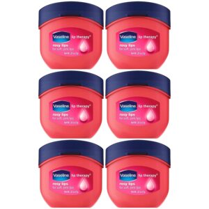 Vaseline Lip Therapy Rosy Lips Mini, Pure Petroleum Jelly, Advanced Moisture, Light Rose Fragrance, Sheer Pink Tint on Lips, Mini Vaseline Petroleum Jelly, Soft Vaseline Lips (Pack of 6-0.25 Oz Ea)