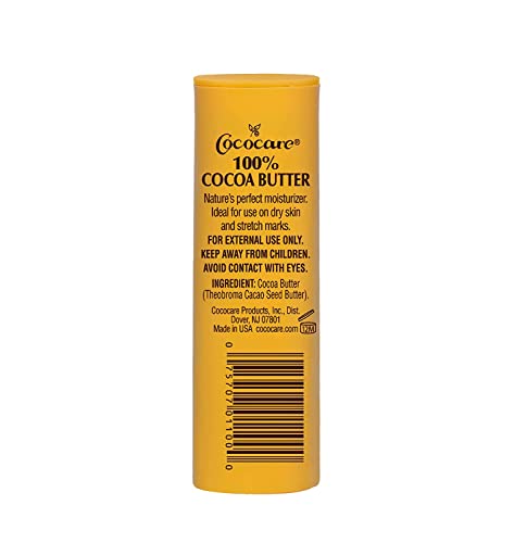 Cococare 100% Cocoa Butter Stick - All-Natural Cocoa Butter Emollient for Ultimate Skin Hydration & Protection - The Yellow Stick - (2 Pack)