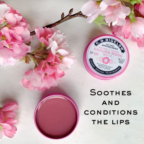 C.O. Bigelow All Purpose Salve Lip Balm Tins, Sakura Rose Salve Pack of 3 for Chapped Lips & Dry Skin - Moisturizing Lip, Cuticle and Skin Salves, 0.8 oz each