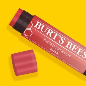 Burt's Bees Lip Tint Balm with Long Lasting 2 in 1 Duo Tinted Balm Formula, Color Infused with Deeply Hydrating Shea Butter for a Natural Looking Buildable Finish, Petal Rose (2-Pack)