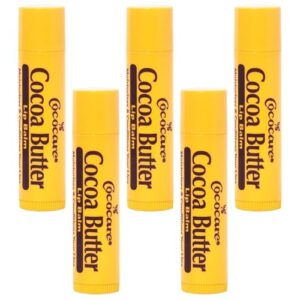 cococare cocoa butter lip balm - the little yellow stick enriched with natural cocoa butter - conditions & protects lips with hydrating formula - 0.15oz (pack of 5)