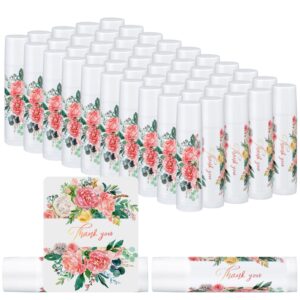 Siifert 50 Pcs Wedding Bridal Shower Lip Balm Bulk Floral Wedding Bachelorette Favor Vanilla Lip Balm Favors Chapped Sticks Pack Bulk Bridesmaid Gifts Small Thank You Gifts for Women Guests