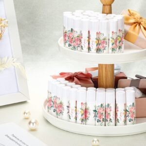 Siifert 50 Pcs Wedding Bridal Shower Lip Balm Bulk Floral Wedding Bachelorette Favor Vanilla Lip Balm Favors Chapped Sticks Pack Bulk Bridesmaid Gifts Small Thank You Gifts for Women Guests