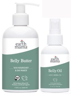 earth mama belly butter & belly oil bundle for dry, stretching skin | moisturize + encourage skin's natural elasticity during pregnancy & beyond, 8-fluid ounce & 4-fluid ounce