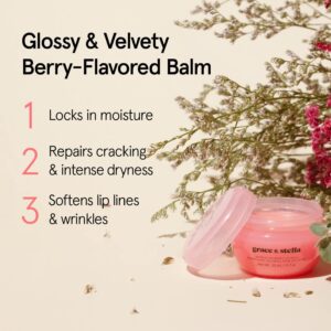 Grace & Stella Award Winning Lip Plumper Nourishing Berry Lip Mask - Lip Moisturizer For Very Dry Lips - Overnight Lip Mask & Lip Treatment & Lip Sleeping Mask - Vegan Lip Care Products