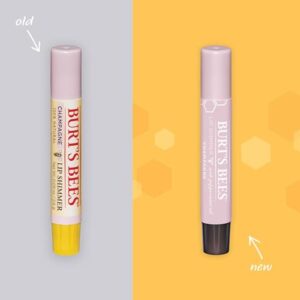 Burt's Bees Shimmer Lip Tint Set, Tinted Lip Balm Stick, Moisturizing for All Day Hydration with Natural Origin Glowy Pigmented Finish & Buildable Color, Champagne (4-Pack)