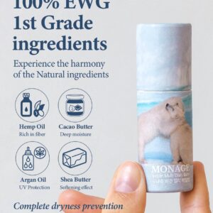 MONAGE Korea Vegan & Nourishing & Moisturizing Lip Care Made from 100% Natural Ingredients, Organic Moisturizer for Dry, Cracked Lips & Skin, Everyday Lip Balm, Daily, 0.38 Ounce