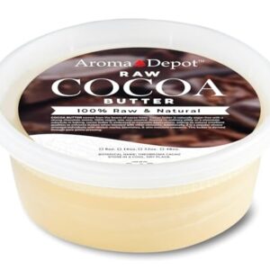 Aroma Depot 8 oz Raw Cocoa Butter Unrefined 100% Natural Pure Great for Skin, Body, Hair Care. DYI Body Butter, Lotions, Creams Reduces Fine Lines, Wrinkles, used for eczema psoriasis