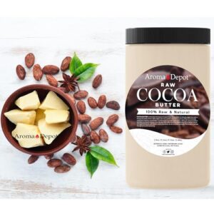 Aroma Depot 8 oz Raw Cocoa Butter Unrefined 100% Natural Pure Great for Skin, Body, Hair Care. DYI Body Butter, Lotions, Creams Reduces Fine Lines, Wrinkles, used for eczema psoriasis