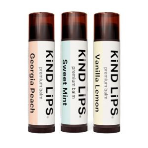 kind lips lip balm - nourishing & moisturizing lip care for dry lips made from shea butter, beeswax with vitamin e |variety flavor | 0.15 ounce (pack of 3)