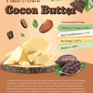 Raw Cocoa Butter 8 oz. 100% Pure Natural Unrefined FOOD GRADE Arriba Nacional Cacao Bean, Great For Chocolate Making, Soap, Lip Balm and Moisturizer For DIY Body Butters