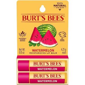 burt's bees lip balm - watermelon, lip moisturizer with responsibly sourced beeswax, tint-free, natural origin conditioning lip treatment, 2 tubes, 0.15 oz.