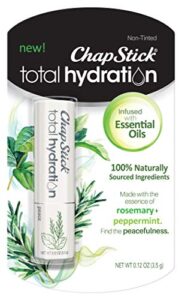 chapstick total hydration essential oils peace lip balm, rosemary + peppermint lip balm tube, lip care - 0.12 oz