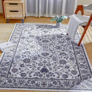 boho vintage area rug - 5x7 large persian washable living room rug ultra-thin non-slip non-shedding print floor carpet for bedroom home