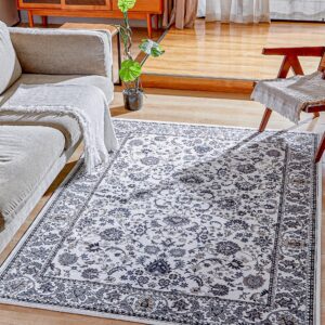 Boho Vintage Area Rug - 5x7 Large Persian Washable Living Room Rug Ultra-Thin Non-Slip Non-Shedding Print Floor Carpet for Bedroom Home