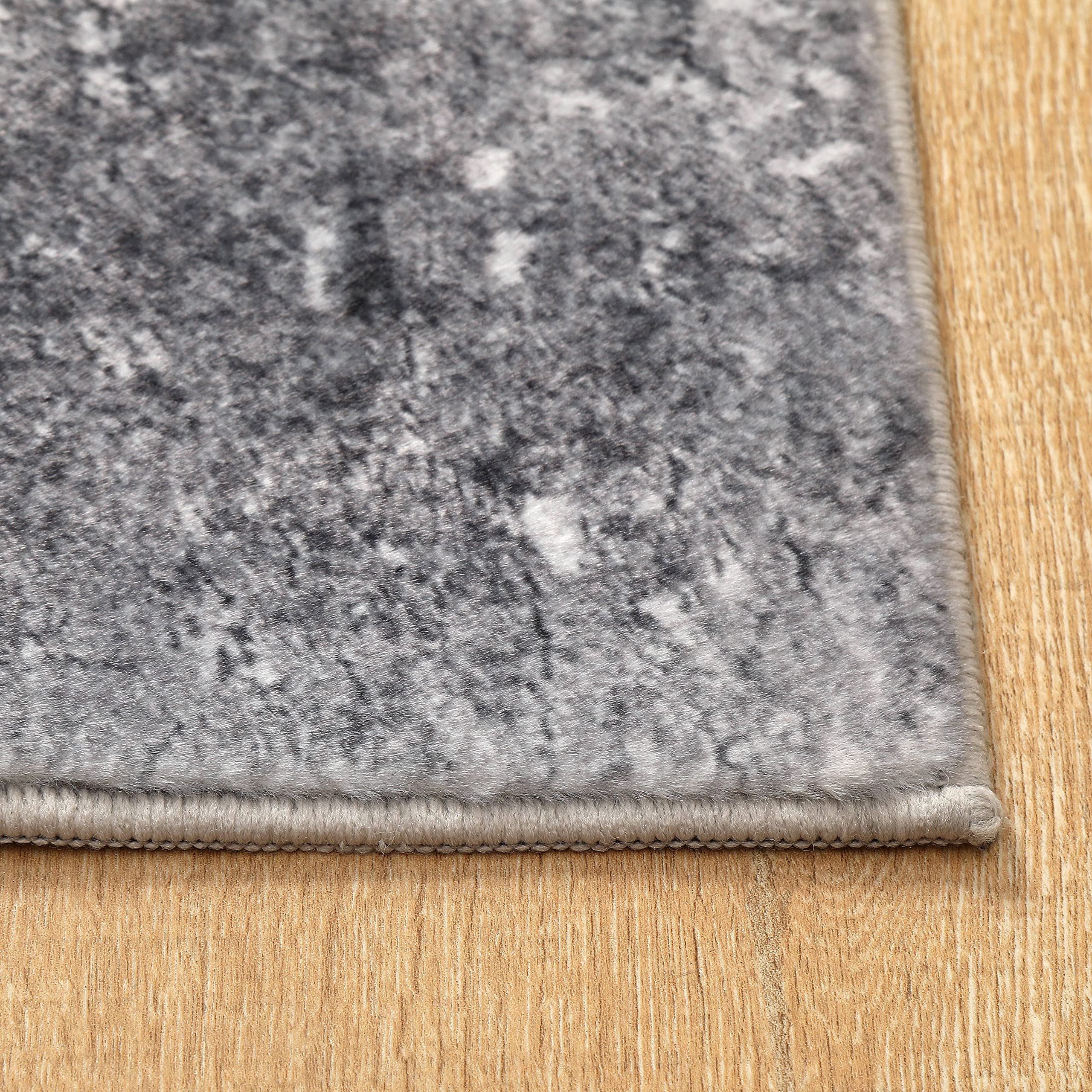 Area Rug Living Room Rugs: 5x7 Indoor Abstract Soft Fluffy Pile Large Carpet with Low Shaggy for Bedroom Dining Room Home Office Decor Under Kitchen Table Washable - Retro Gray