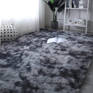 rocyjulin area rug 5x7 for bedroom, fluffy 5x7 area rugs for living room, ultra soft 5x7 rug non-slip shag fuzzy rug for nursery, kids, girls, boys, grey